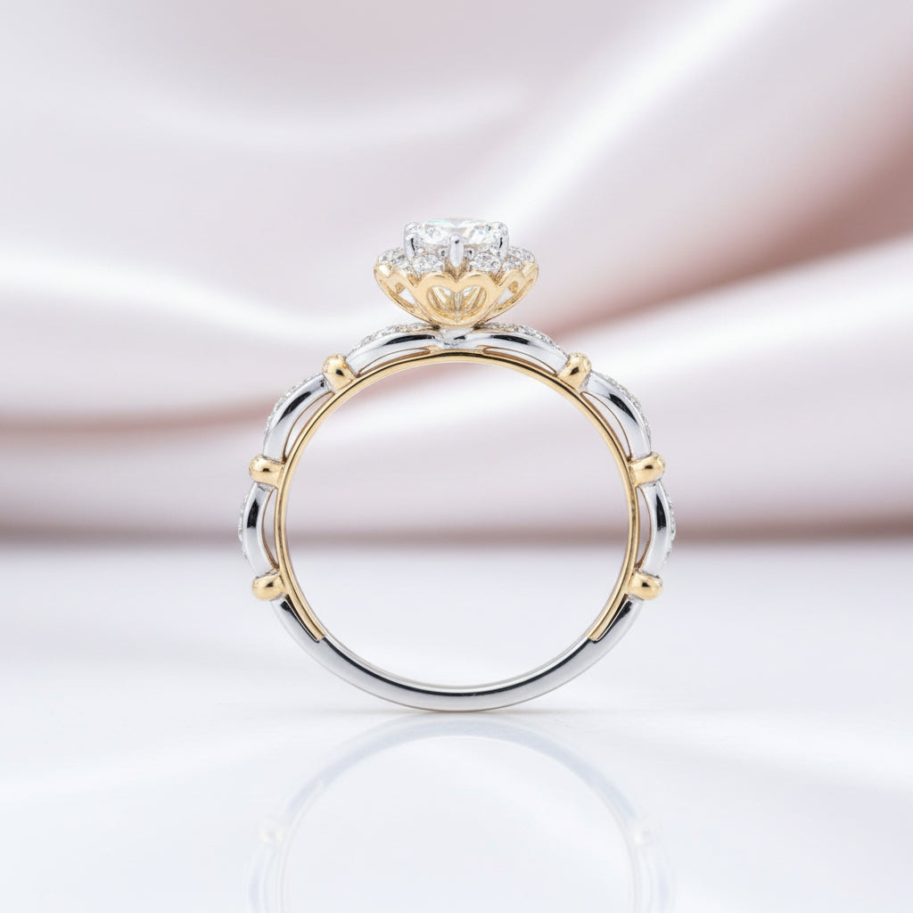 Luxurious 0.5 Ct Round Diamond Option Two-Toned Engagement Ring-Black Diamonds New York