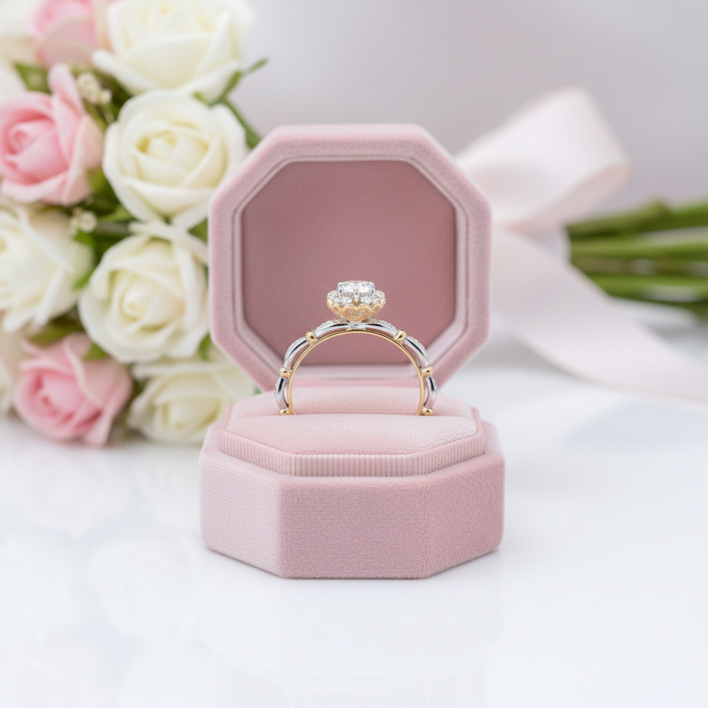 Luxurious 0.5 Ct Round Diamond Option Two-Toned Engagement Ring-Black Diamonds New York