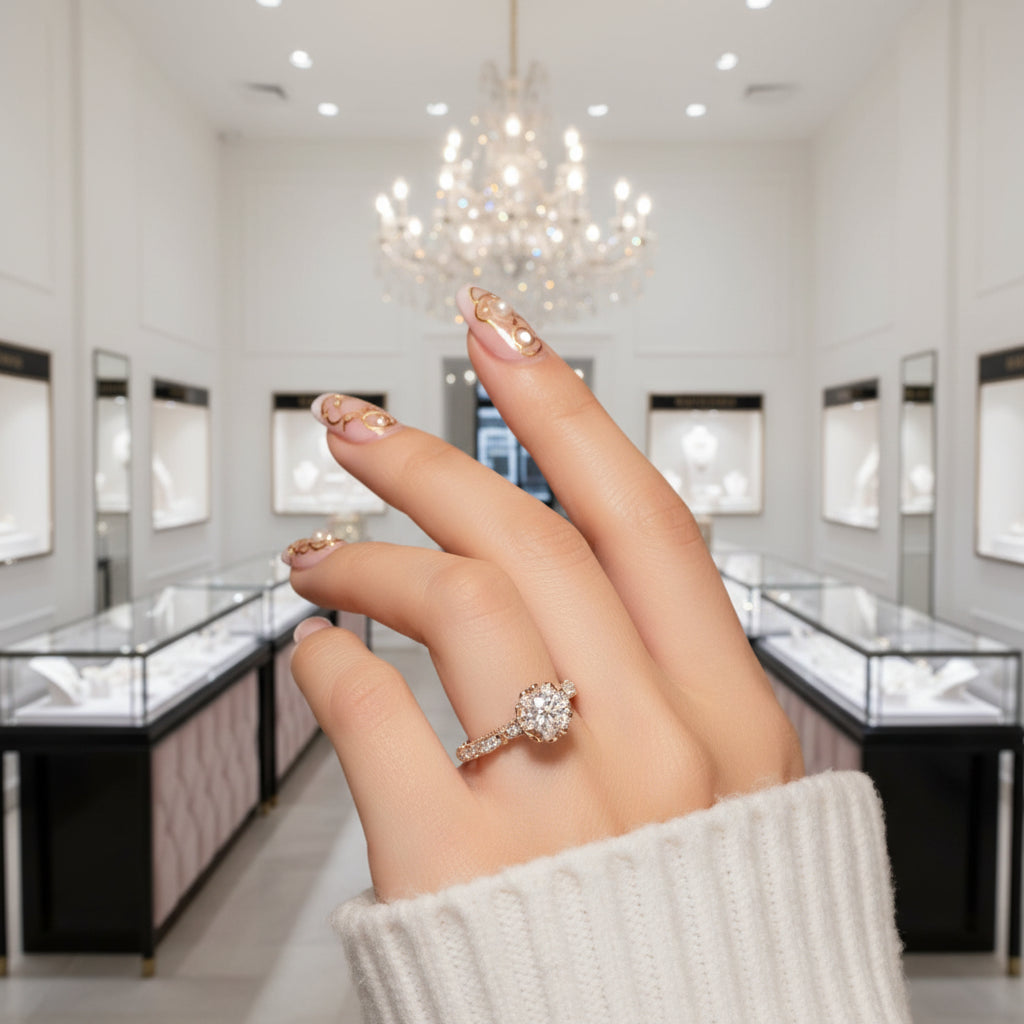 Luxurious 0.5 Ct Round Diamond Option Two-Toned Engagement Ring-Black Diamonds New York