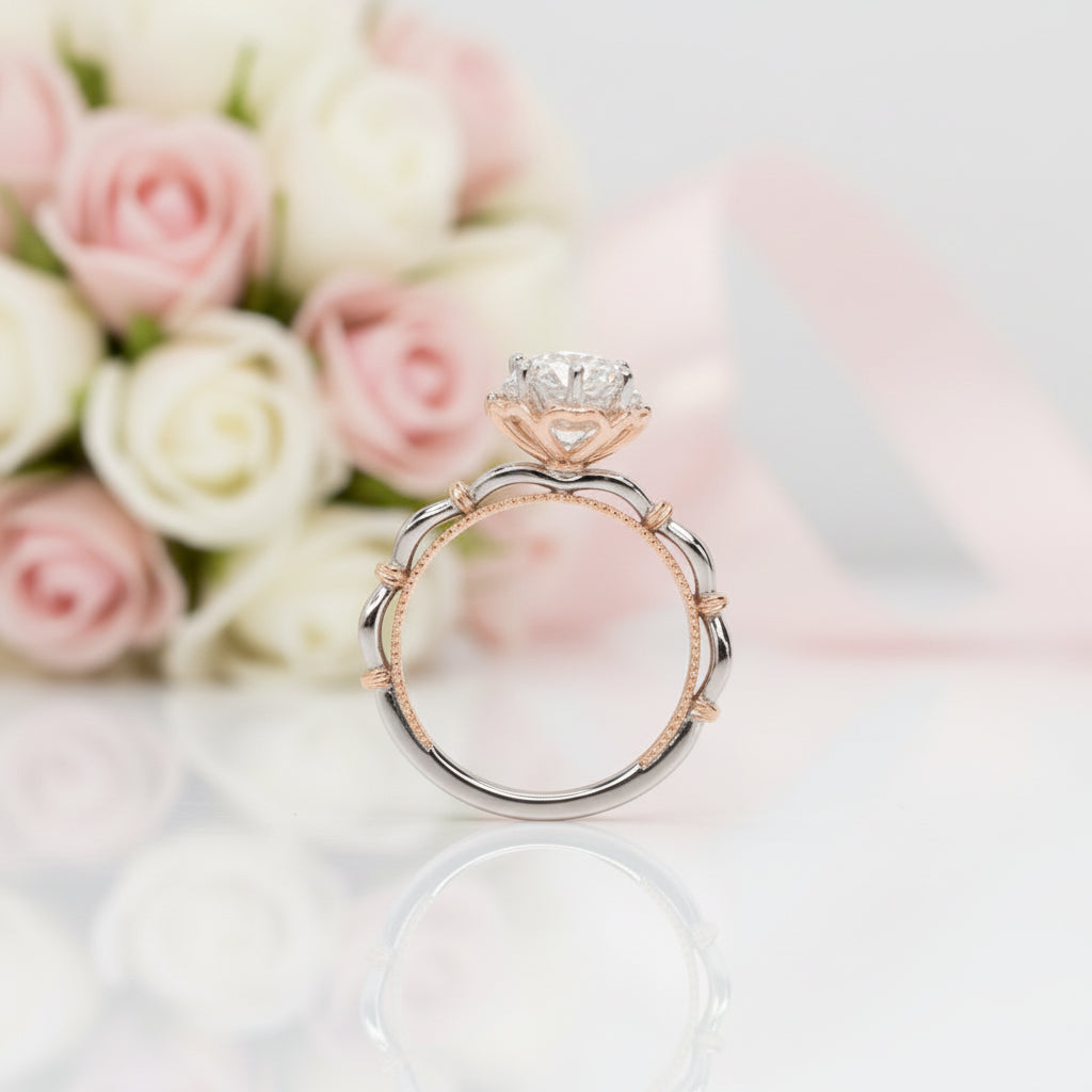 Luxurious 0.5 Ct Round Diamond Option Two-Toned Engagement Ring-Black Diamonds New York