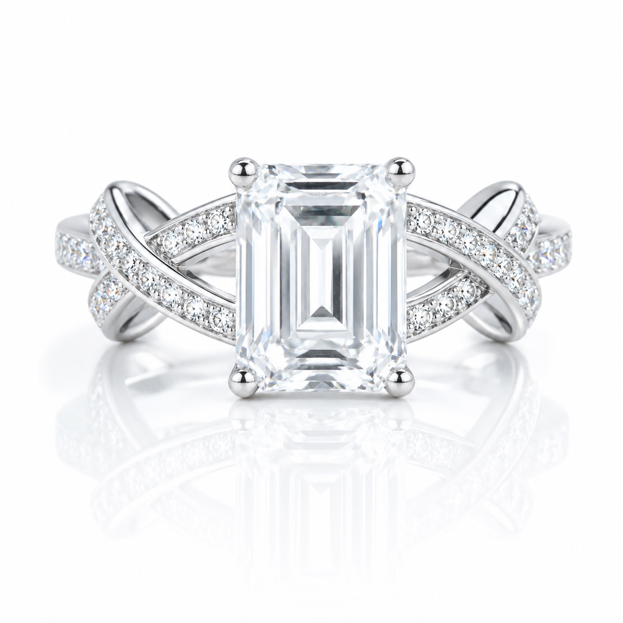 Luxurious 3.0 Ct Emerald Cut Diamond Option Wedding Ring-Black Diamonds New York