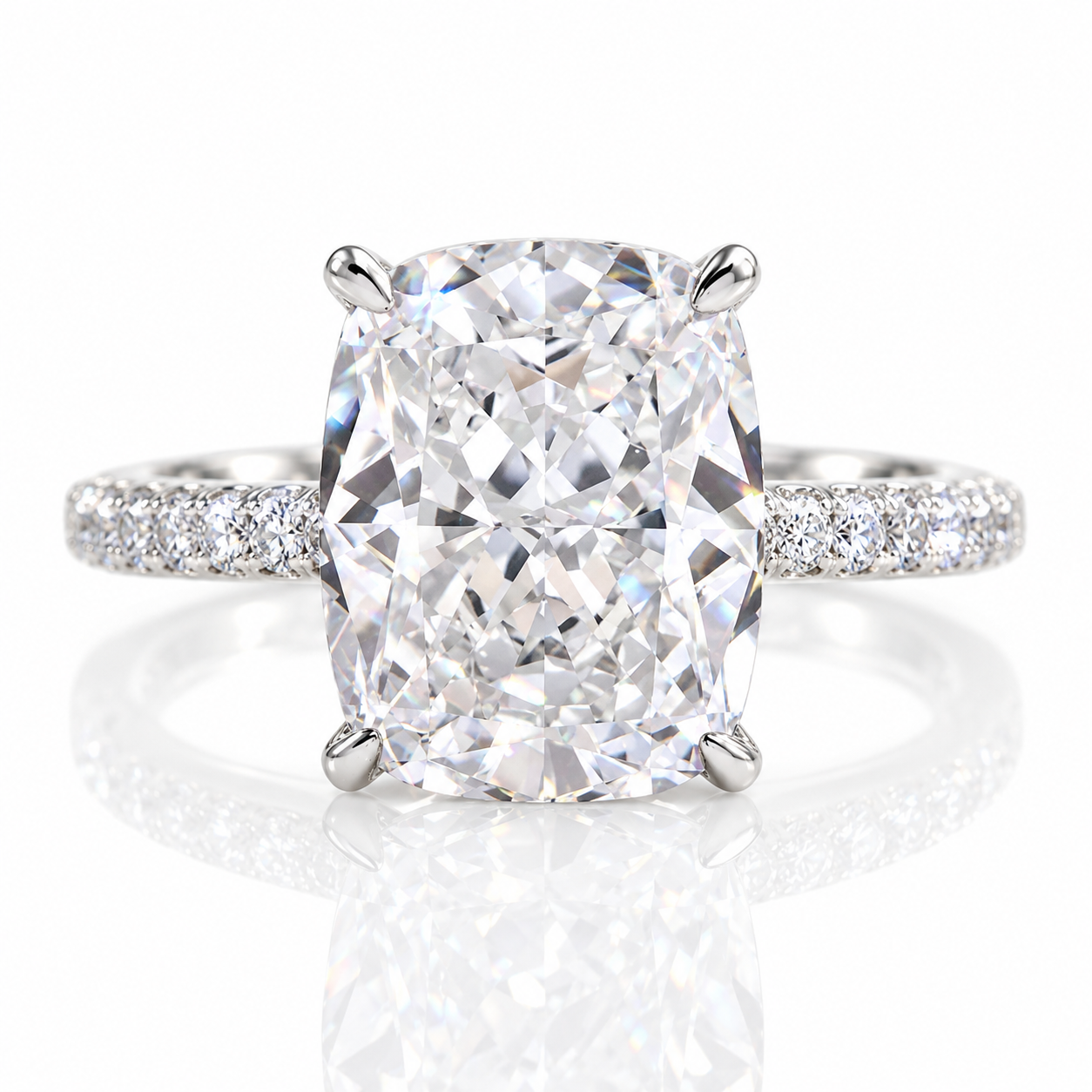 Luxurious Elongated Cushion Cut Engagement Ring-Black Diamonds New York