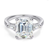 Luxurious Emerald Cut Diamond Option Engagement Ring-Black Diamonds New York