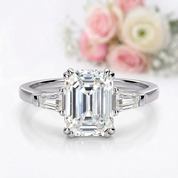 Luxurious Emerald Cut Diamond Option Engagement Ring-Black Diamonds New York