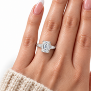 Luxurious Emerald Cut Diamond Option Engagement Ring-Black Diamonds New York
