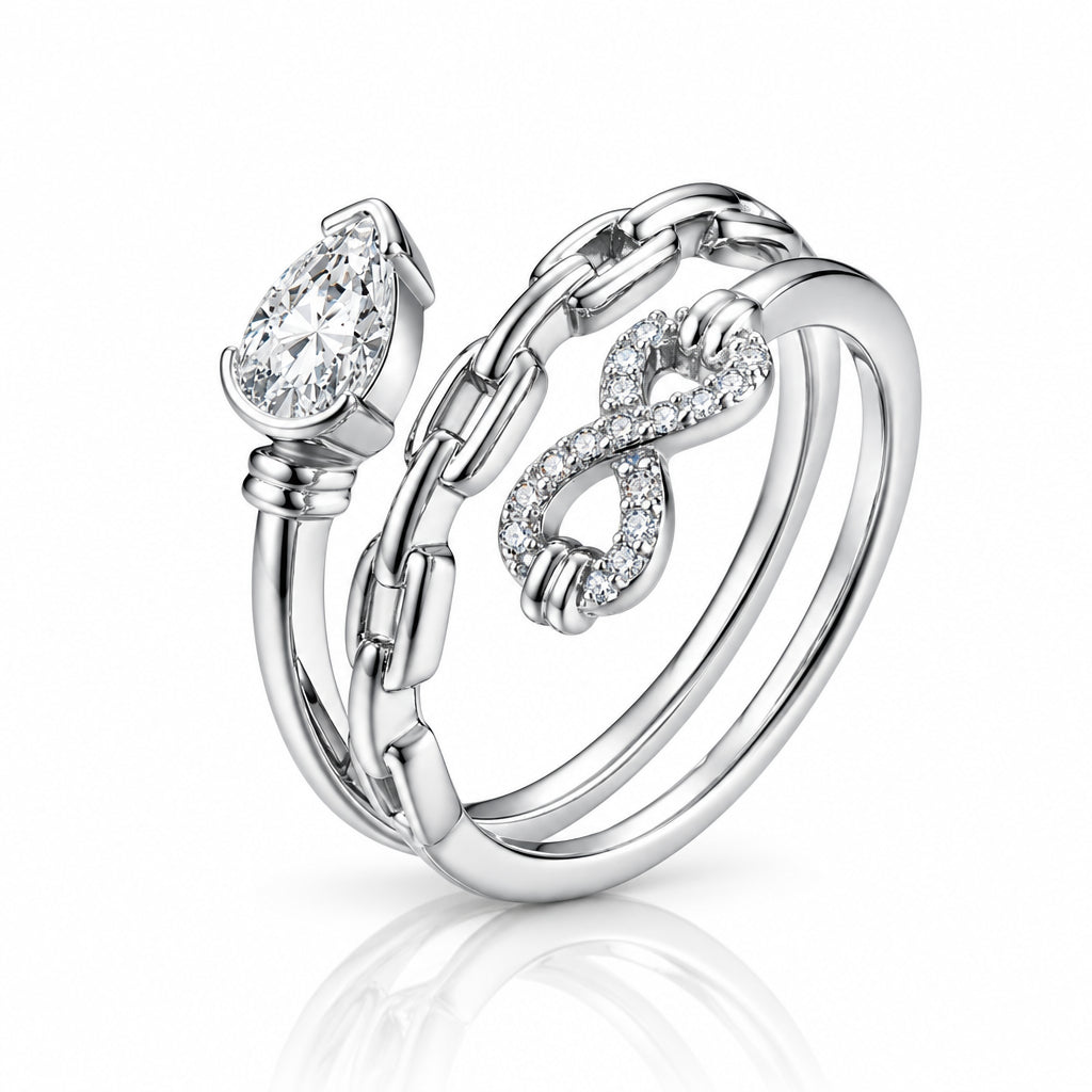 Luxurious Pear Cut Diamond Option Infinity Chain Engagement Ring-Black Diamonds New York