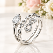 Luxurious Pear Cut Diamond Option Infinity Chain Engagement Ring-Black Diamonds New York