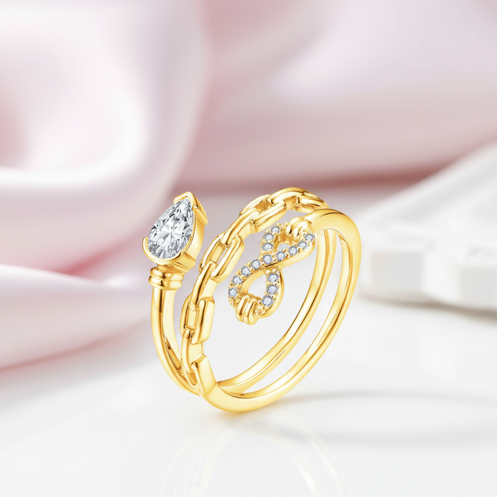 Luxurious Pear Cut Diamond Option Infinity Chain Engagement Ring-Black Diamonds New York
