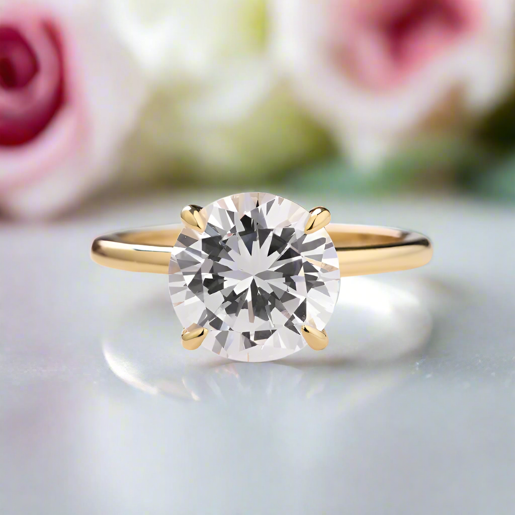 Luxurious Round Cut 4 Prong Solitaire Engagement Ring-Black Diamonds New York