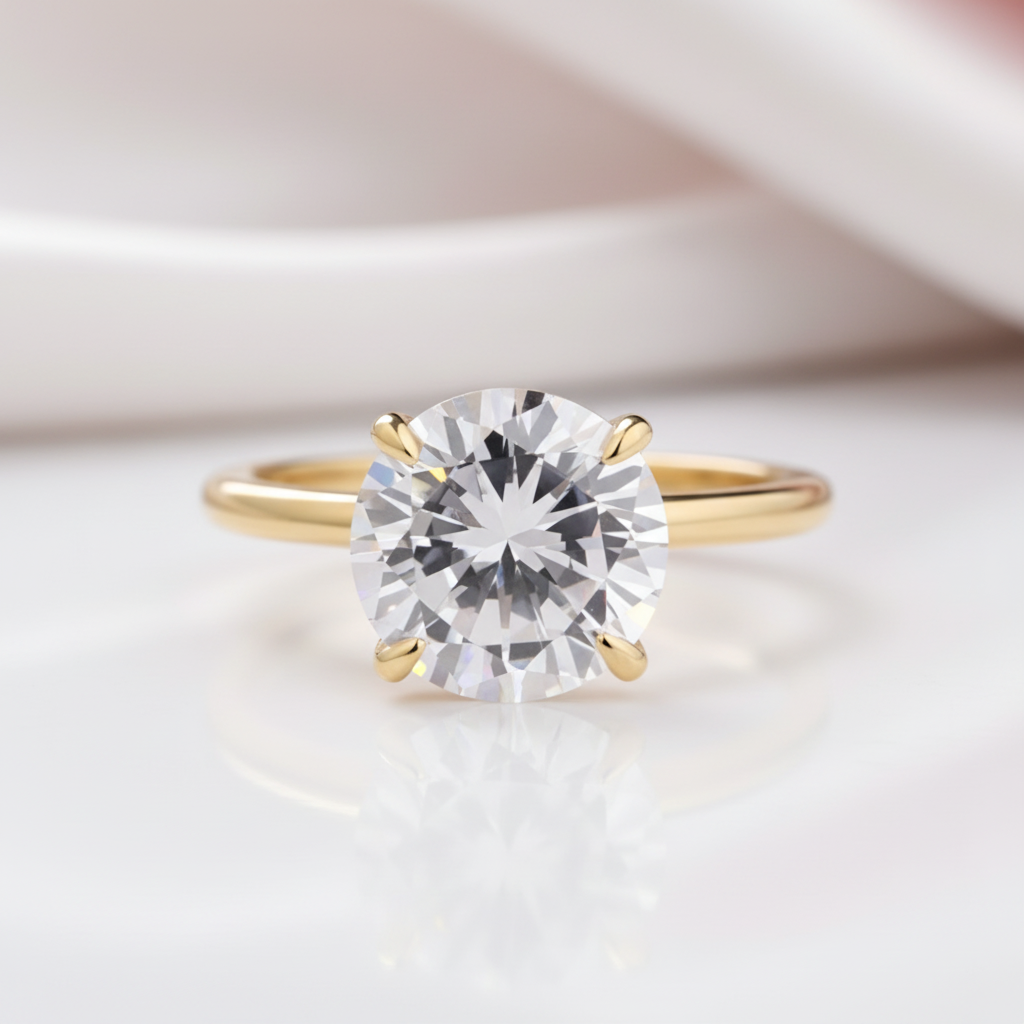 Luxurious Round Cut 4 Prong Solitaire Engagement Ring-Black Diamonds New York