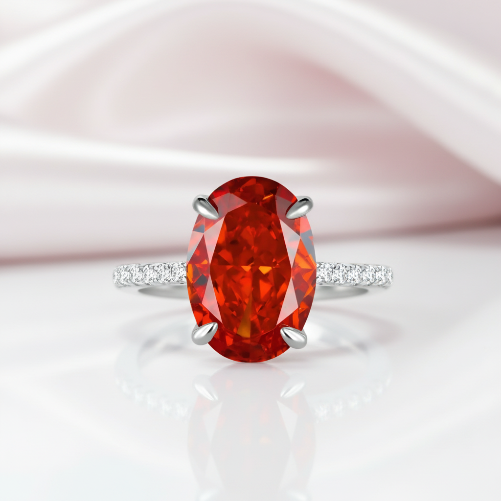 Luxurious Ruby Oval Cut Diamond Option Engagement Ring-Black Diamonds New York