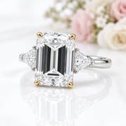 4.0ct Emerald Cut Simulated Diamond Option Three-Stone Engagement Ring-Black Diamonds New York