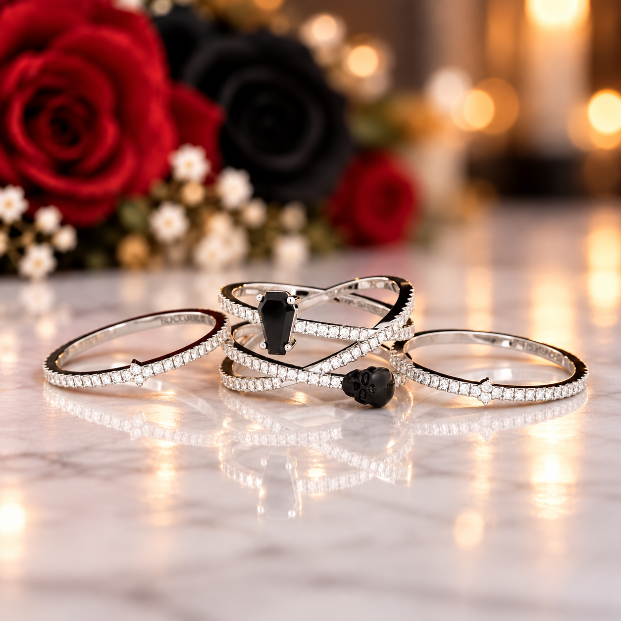 My Other Half- Limited Coffin Shape Diamond Option Rings-Black Diamonds New York