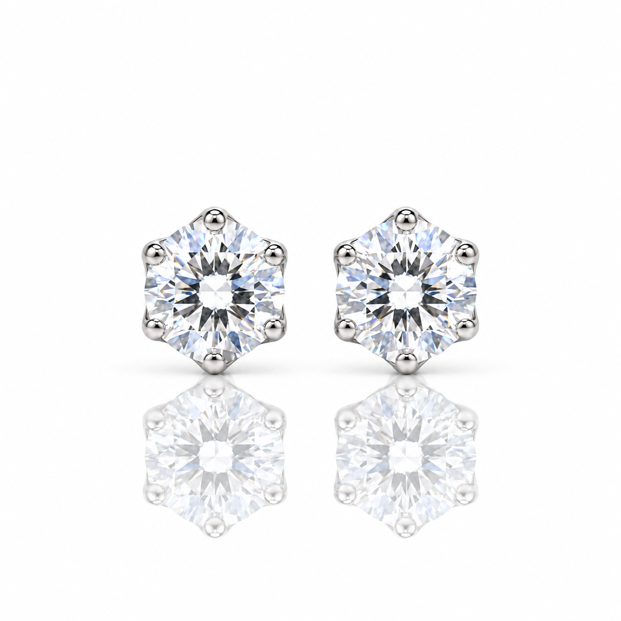 2.0 twc Round Diamond Option 6 Prong Stud Earrings-Black Diamonds New York