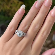 White Gold Split Shank Ring Set 1.5 ct Round Cut Diamond-Black Diamonds New York