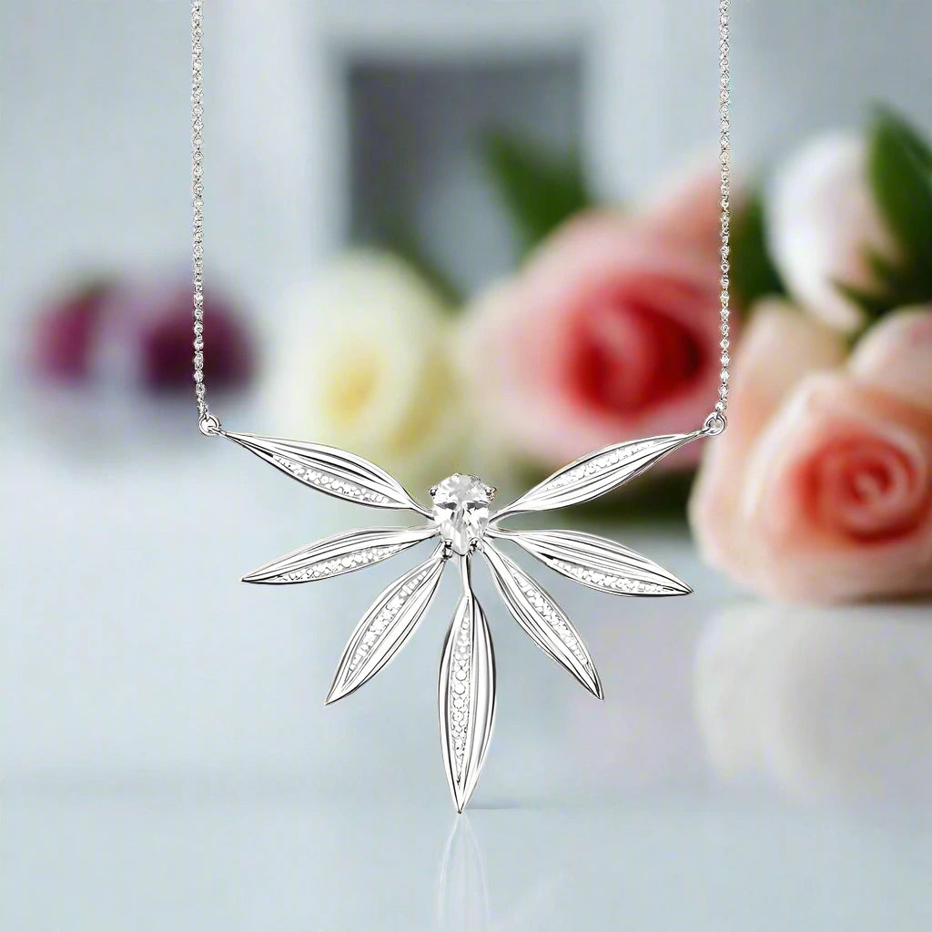 Magic Cat Pendant Necklace with Moon & Stars-Black Diamonds New York