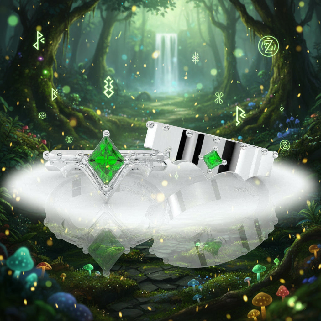 Marksman's Ring Set (Women)- 14k Yellow Gold Video Game Inspired Rings-Black Diamonds New York