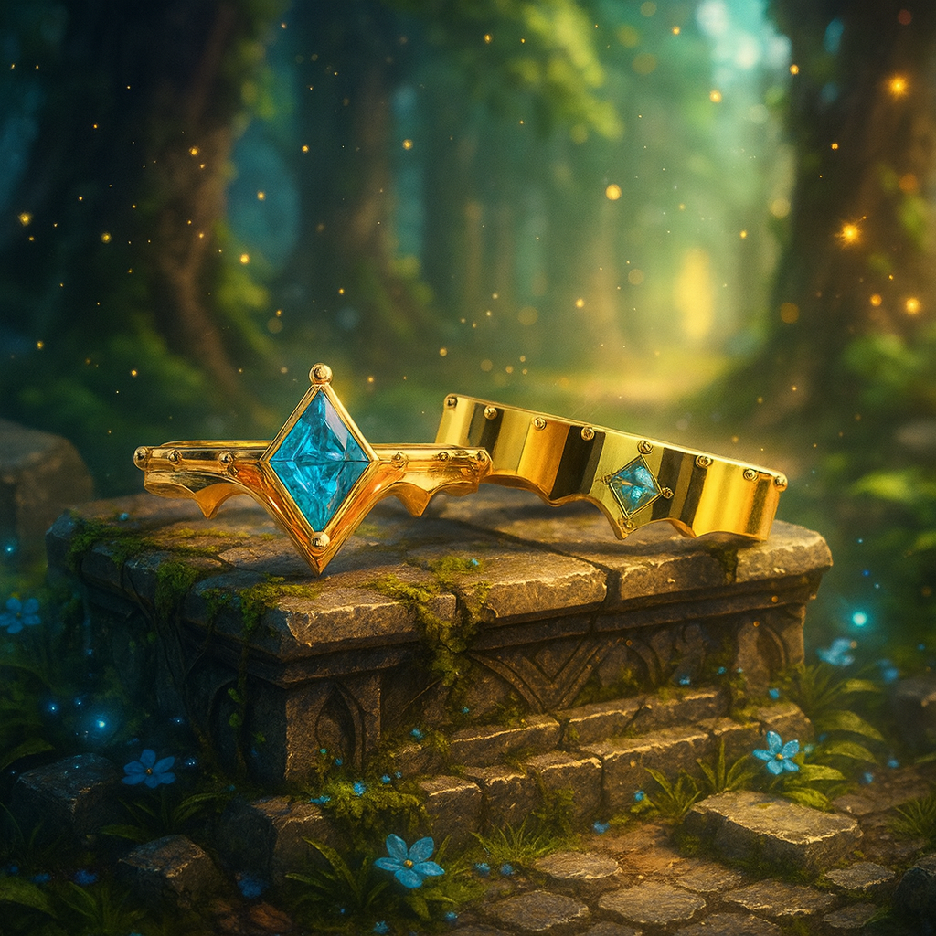 Marksman's Ring Set (Women)- 14k Yellow Gold Video Game Inspired Rings-Black Diamonds New York