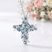 Marquise-cut Blue Topaz and Amethyst Icy Necklace-Black Diamonds New York