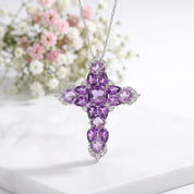 Marquise-cut Blue Topaz and Amethyst Icy Necklace-Black Diamonds New York