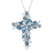 Marquise-cut Blue Topaz and Amethyst Icy Necklace-Black Diamonds New York