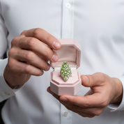 Marquise-cut Peridot & Chrome Diopside Flower Pattern Ring-Black Diamonds New York