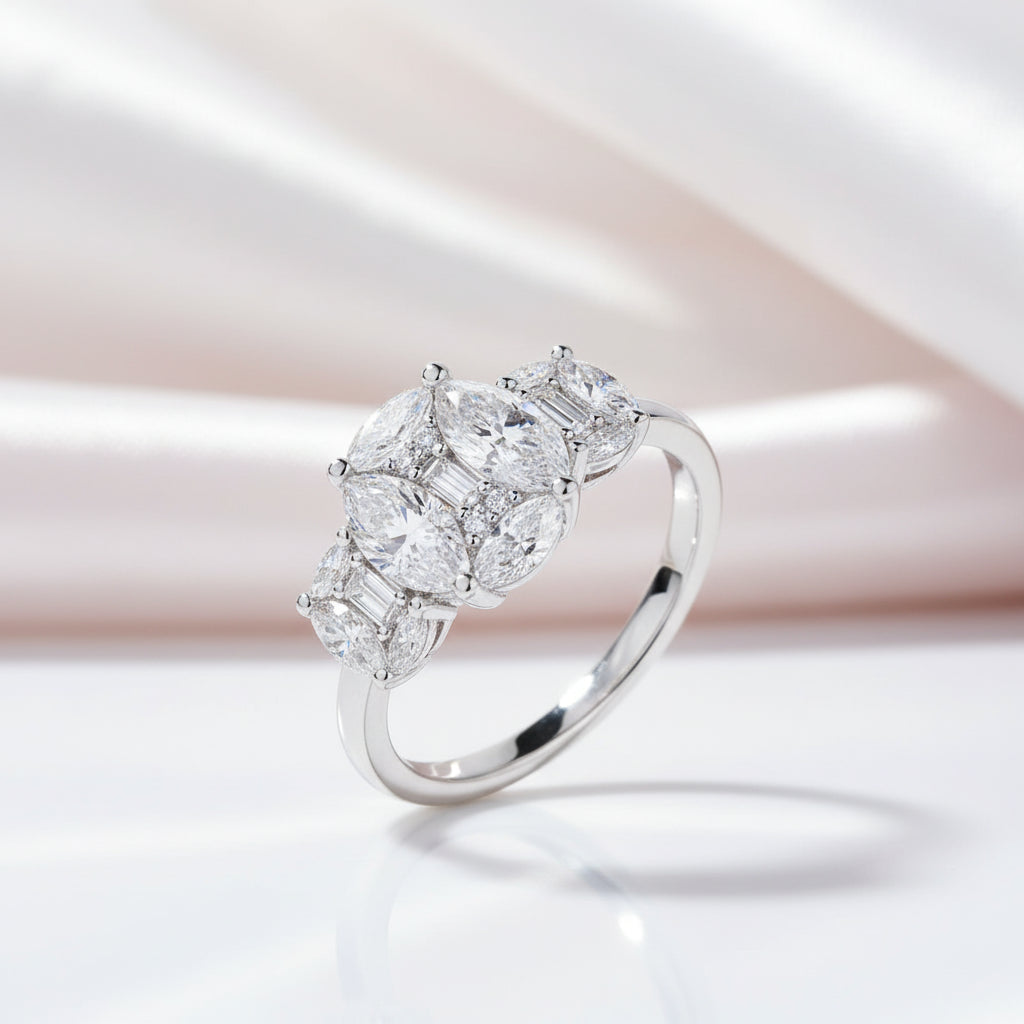 Marquise-cut Diamond Option Multi-stone Engagement Ring-Black Diamonds New York