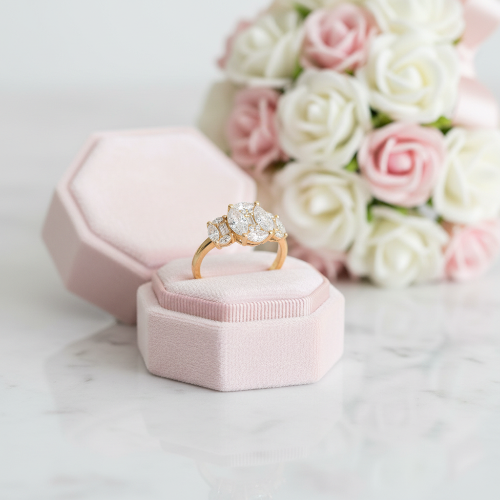 Marquise-cut Diamond Option Multi-stone Engagement Ring-Black Diamonds New York