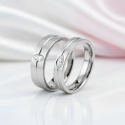 Marquise-cut Diamond Option Stainless Steel Glossing Couple Ring-Black Diamonds New York
