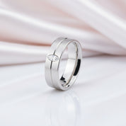 Marquise-cut Diamond Option Stainless Steel Glossing Couple Ring-Black Diamonds New York
