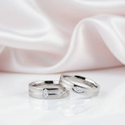 Marquise-cut Diamond Option Stainless Steel Glossing Couple Ring-Black Diamonds New York