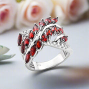 Marquise-cut Garnet Gemstone Geometric Ring-Black Diamonds New York