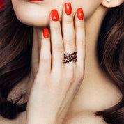 Marquise-cut Garnet Gemstone Geometric Ring-Black Diamonds New York