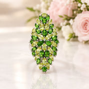 Marquise-cut Peridot & Chrome Diopside Flower Pattern Ring-Black Diamonds New York