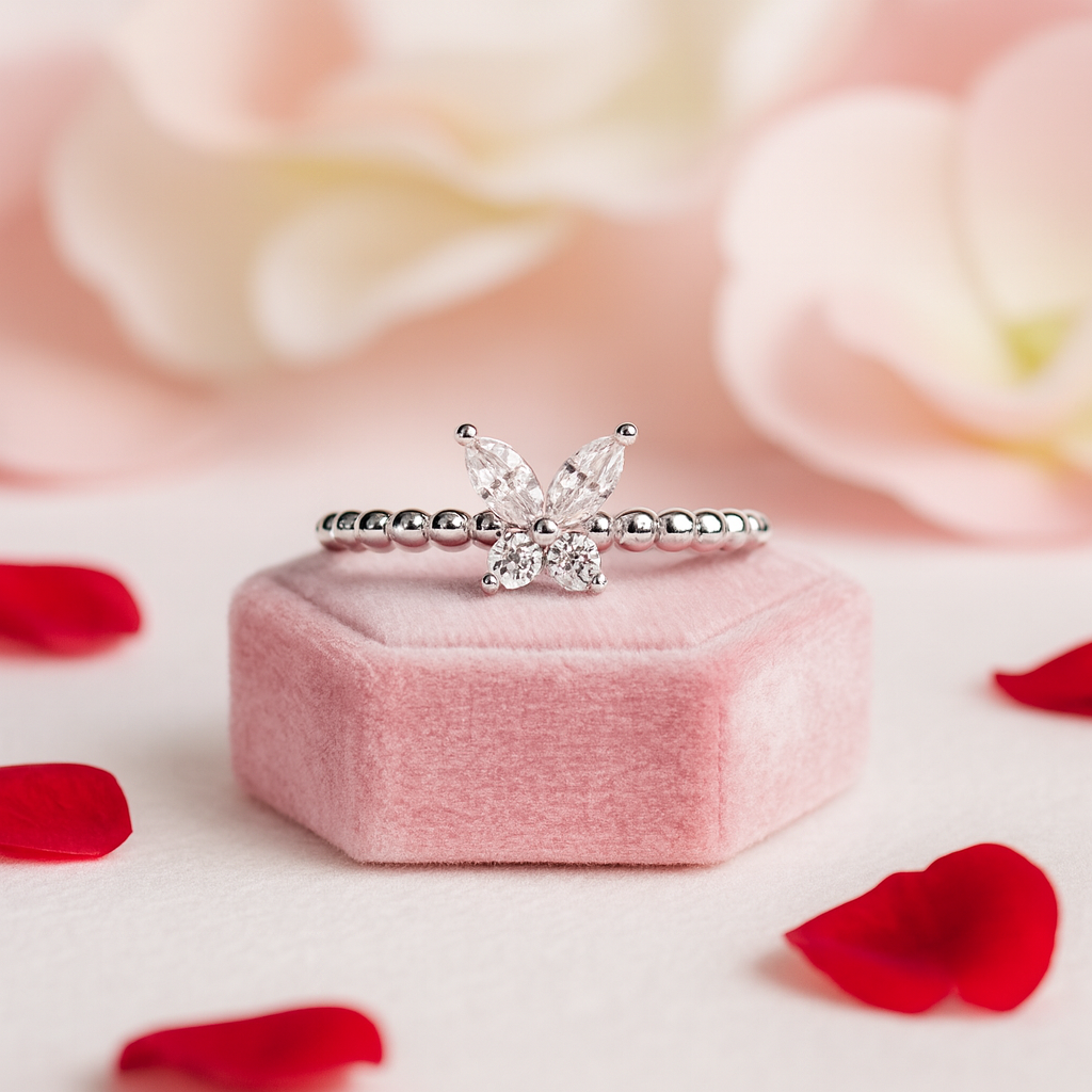 Marquise Cut Diamond Butterfly Shaped Engagement Ring-Black Diamonds New York