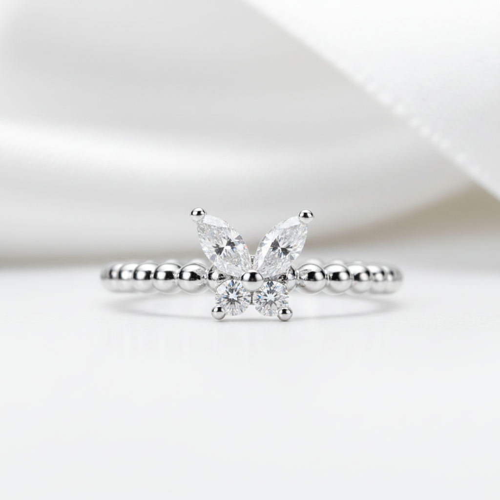 Marquise Cut Diamond Option Butterfly Shaped Engagement Ring-Black Diamonds New York
