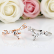 Marquise Cut Stackable V Shape Wedding Band-Black Diamonds New York