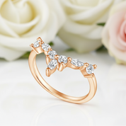 Marquise Cut Stackable V Shape Wedding Band-Black Diamonds New York