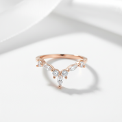 Marquise Cut Stackable V Shape Wedding Band-Black Diamonds New York
