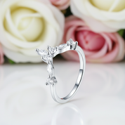 Marquise Cut Stackable V Shape Wedding Band-Black Diamonds New York