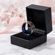 Matte Brown with Blue Groove Tungsten Carbide Ring-Black Diamonds New York
