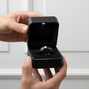 Matte Finish Black Tungsten Beveled Edge Wedding Band-Black Diamonds New York