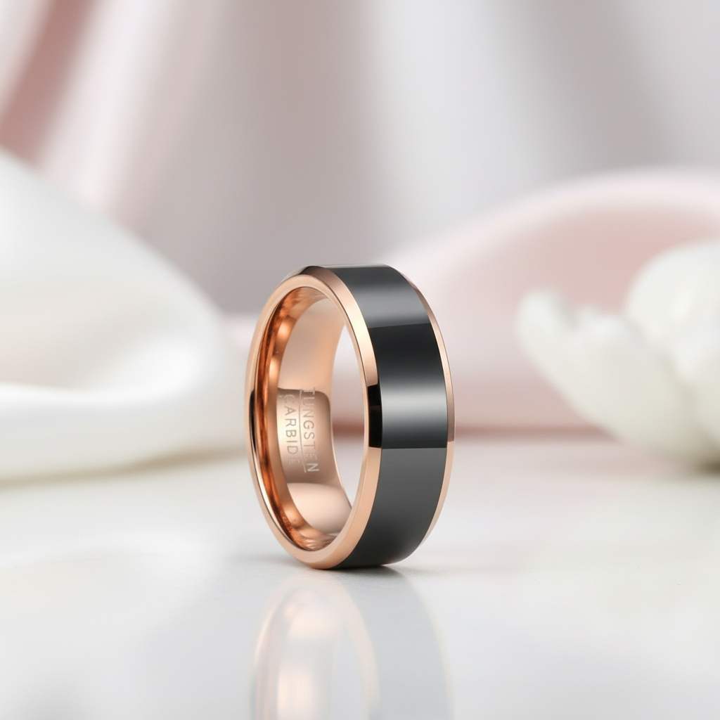 Men's 8mm Matte Tungsten Wedding Band-Black Diamonds New York