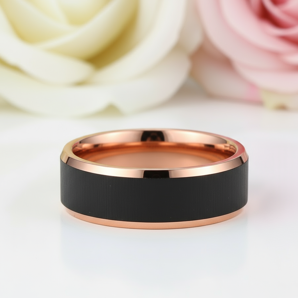 Men's 8mm Matte Tungsten Wedding Band-Black Diamonds New York