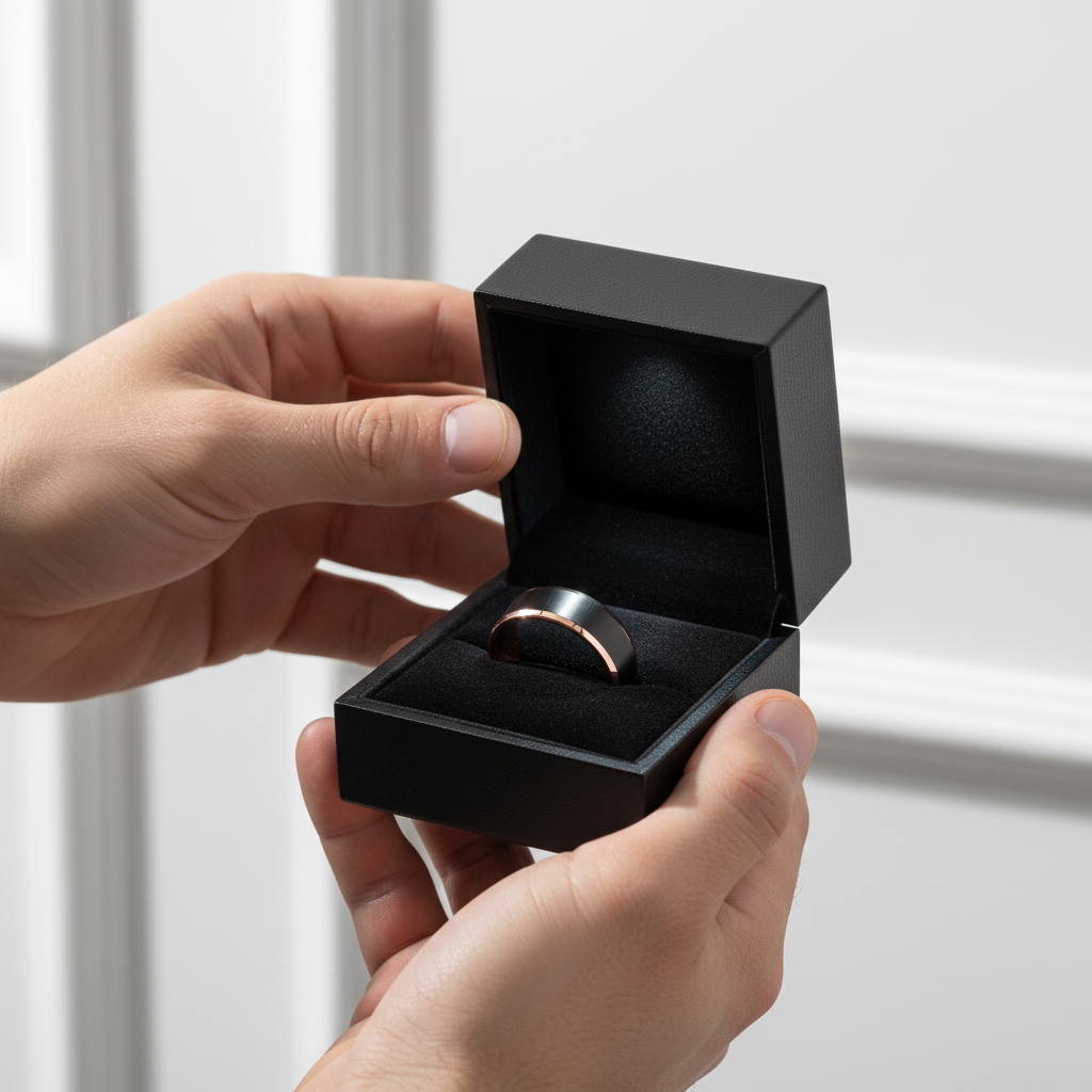 Men's 8mm Matte Tungsten Wedding Band-Black Diamonds New York