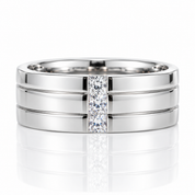 Men's Silver Ring with Three Princess-Cut Diamond Option-Black Diamonds New York