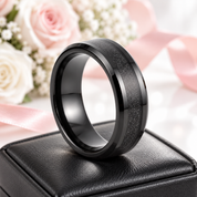 Men's Tungsten Carbide Wedding Band with Sandstone Inlay-Black Diamonds New York