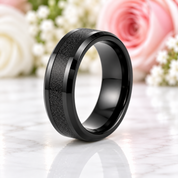 Men's Tungsten Carbide Wedding Band with Sandstone Inlay-Black Diamonds New York