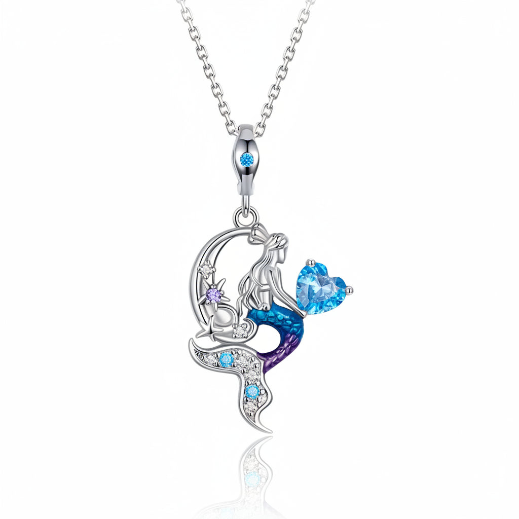 Mermaid Necklace Diamond Option Pendant Necklace-Black Diamonds New York