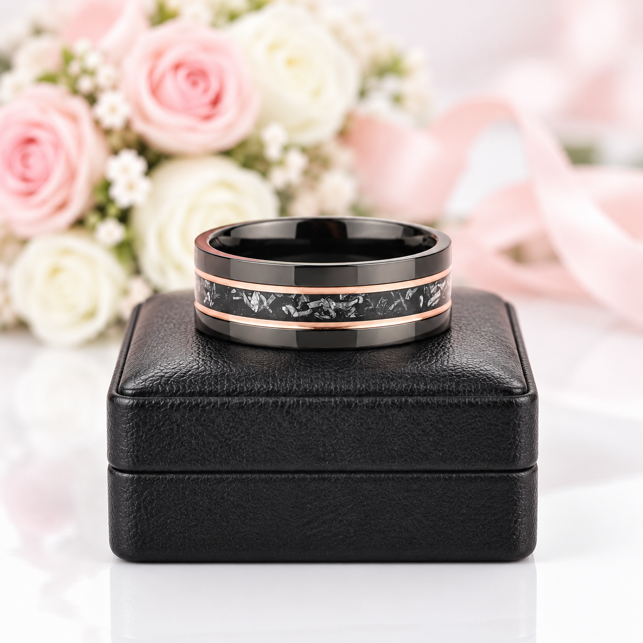 Black Meteorite Tungsten Carbide Men's Ring-Black Diamonds New York